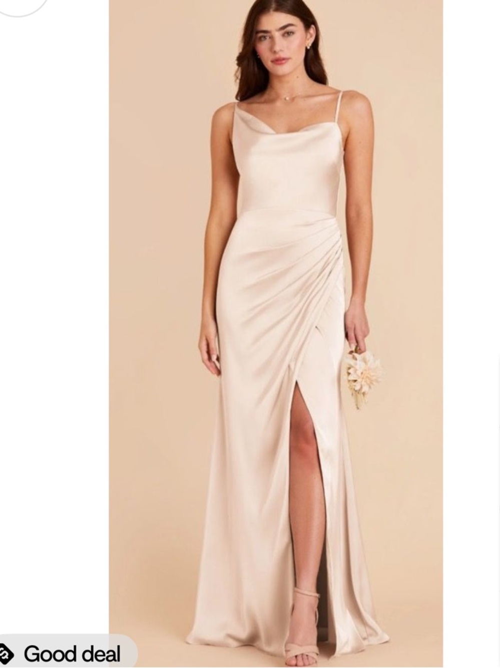 Birdy Grey Jennifer Champagne Asymmetrical Gown